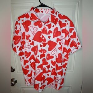 Valentine'S Day Heart Button down Shirt SIZE MEDIUM